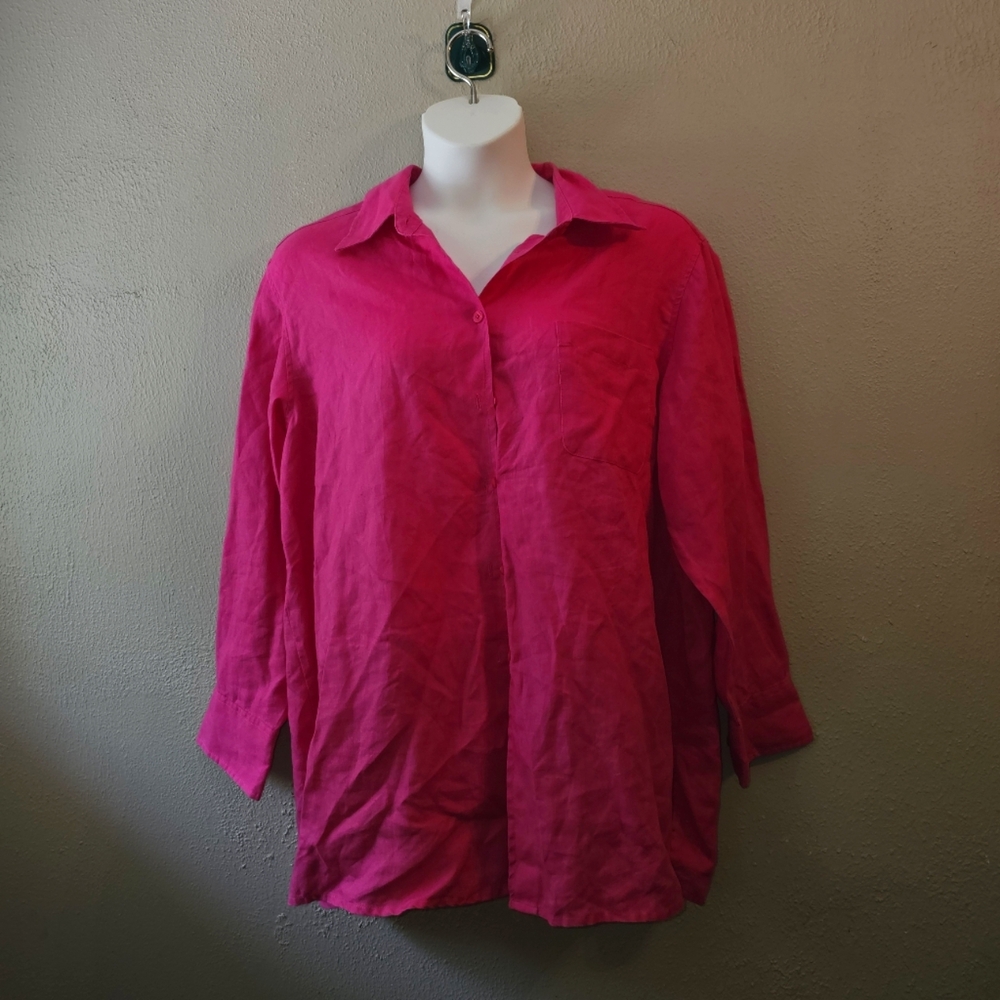 Elizabeth by Liz Claiborne Linen long sleeve button up - womens 18
